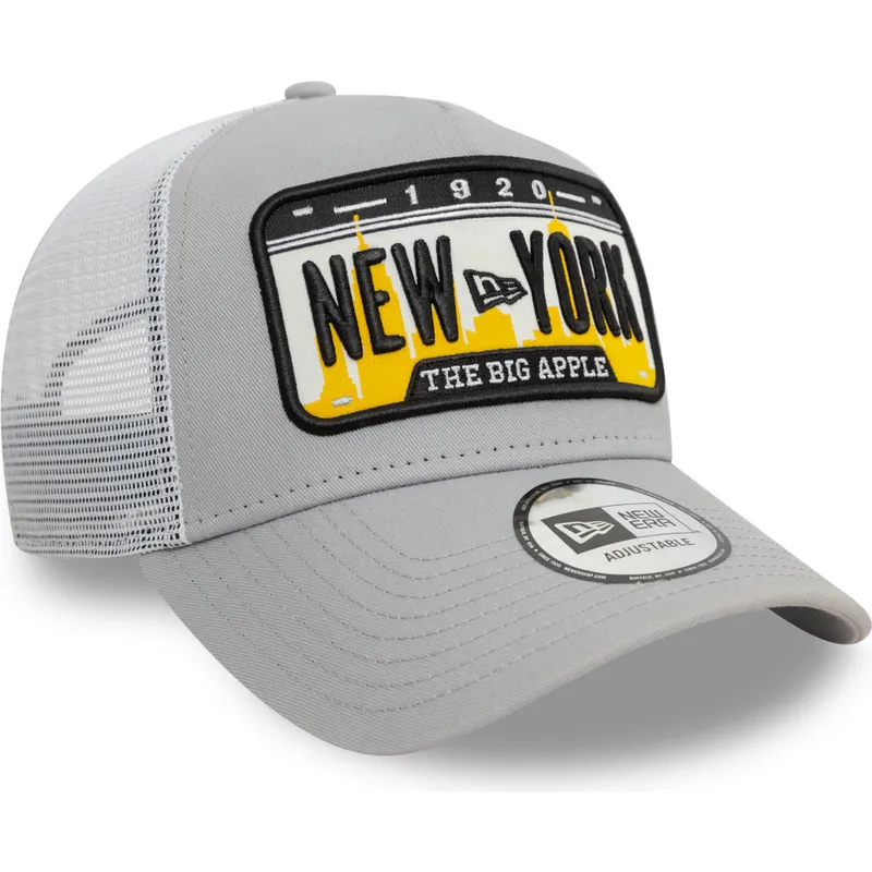 cappelli-curva-grigio-snapback-a-frame-license-plate-dei-new-york-ciudades-y-playas-di-new-era