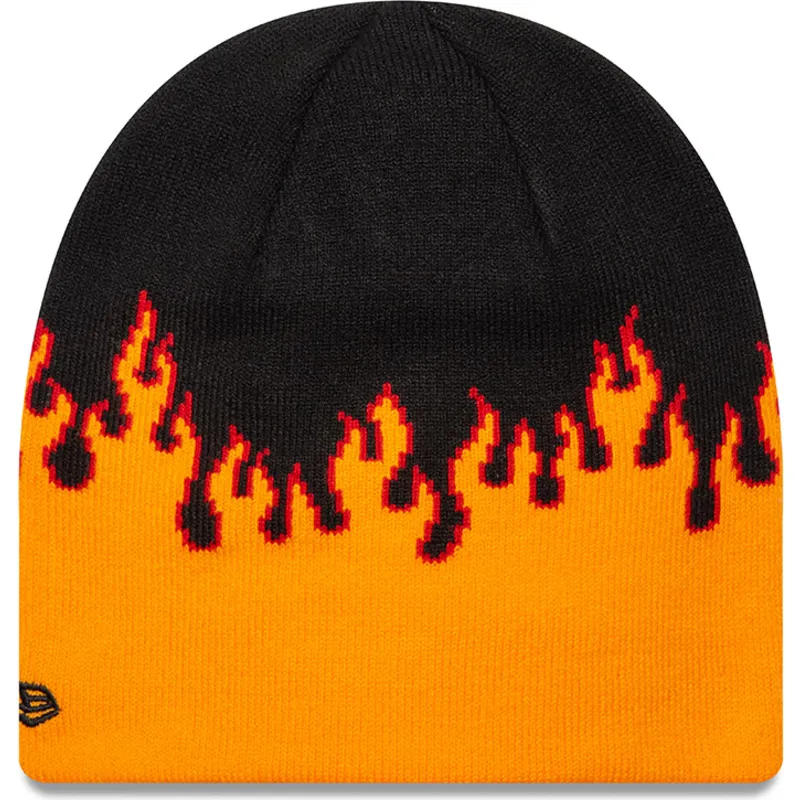 berretto-nero-e-arancione-skull-knit-flame-di-new-era