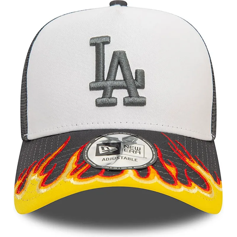 cappellino-trucker-bianco-e-grigio-a-frame-flame-dei-los-angeles-dodgers-mlb-di-new-era
