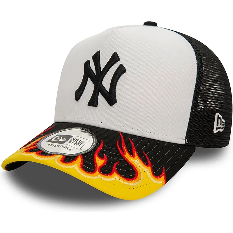 cappelli-curva-bianco-snapback-a-frame-flame-dei-new-york-yankees-mlb-di-new-era
