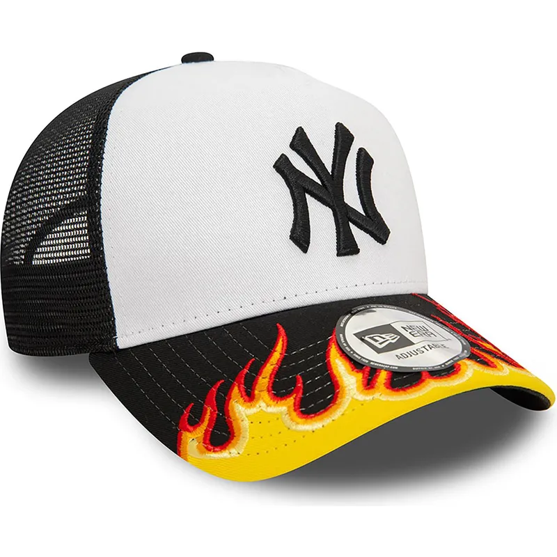cappelli-curva-bianco-snapback-a-frame-flame-dei-new-york-yankees-mlb-di-new-era