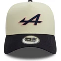 cappellino-visiera-curva-bianco-e-blu-marino-snapback-e-frame-chain-stitch-di-alpine-f1-team-formula-1-di-new-era