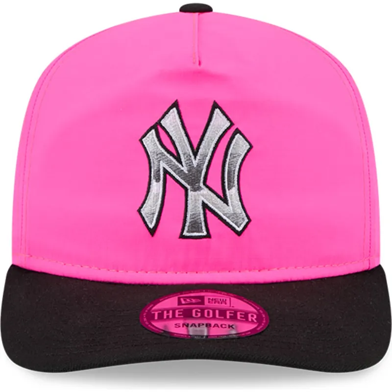 cappellino-curvo-rosa-e-nero-snapback-golfer-chrome-logo-dei-new-york-yankees-mlb-di-new-era