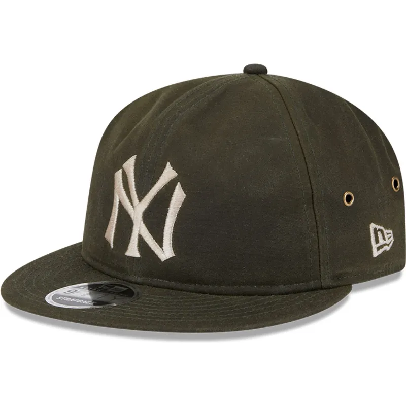 cappello-piatto-verde-regolabile-9fifty-waxed-canvas-dei-new-york-yankees-mlb-di-new-era
