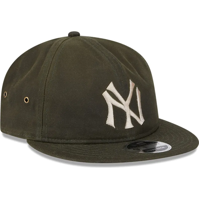grune-verstellbare-flatcap-9fifty-waxed-canvas-der-new-york-yankees-mlb-von-new-era