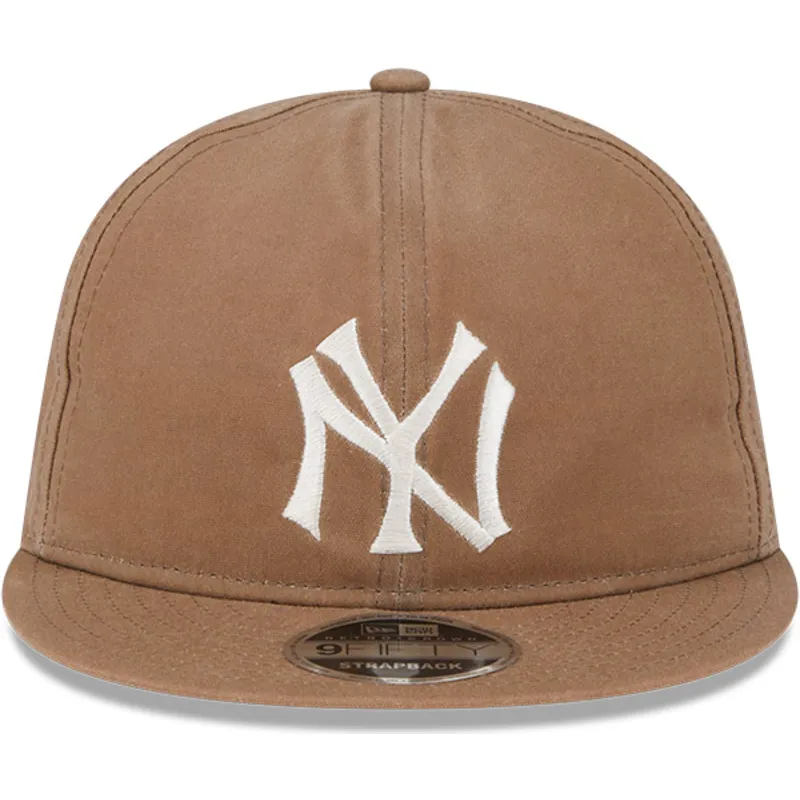 cappello-piatto-marrone-regolabile-9fifty-waxed-canvas-dei-new-york-yankees-mlb-di-new-era