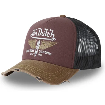 Cappellino trucker bordeaux, nero e marrone CREW18 di Von Dutch