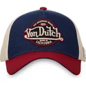 casquette-courbee-bleue-beige-et-rouge-snapback-vint05-von-dutch