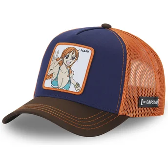 Capslab Nami OP4 NAM One Piece Navy Blue and Orange Trucker Hat