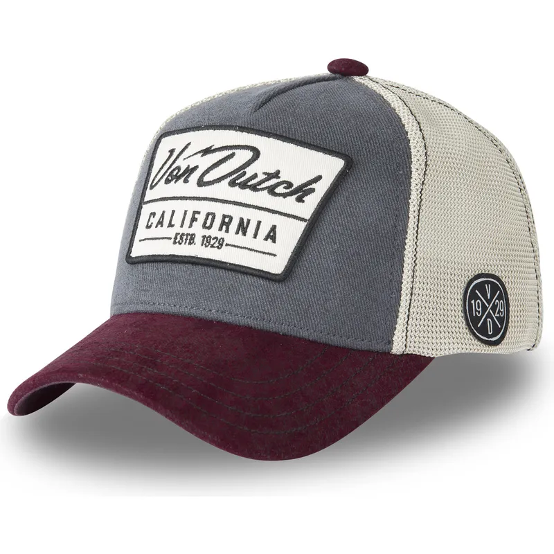 cappellino-trucker-grigio-e-granata-lea04-di-von-dutch