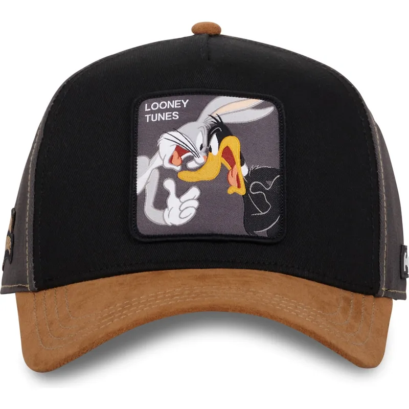 cappellino-nero-e-marrone-snapback-bugs-bunny-e-daffy-duck-loo10-bad-looney-tunes-di-capslab