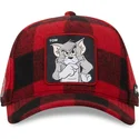 cappellino-snapback-rosso-e-nero-con-visiera-curva-tom-taj5-tj6-looney-tunes-di-capslab