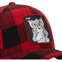 cappellino-snapback-rosso-e-nero-con-visiera-curva-tom-taj5-tj6-looney-tunes-di-capslab