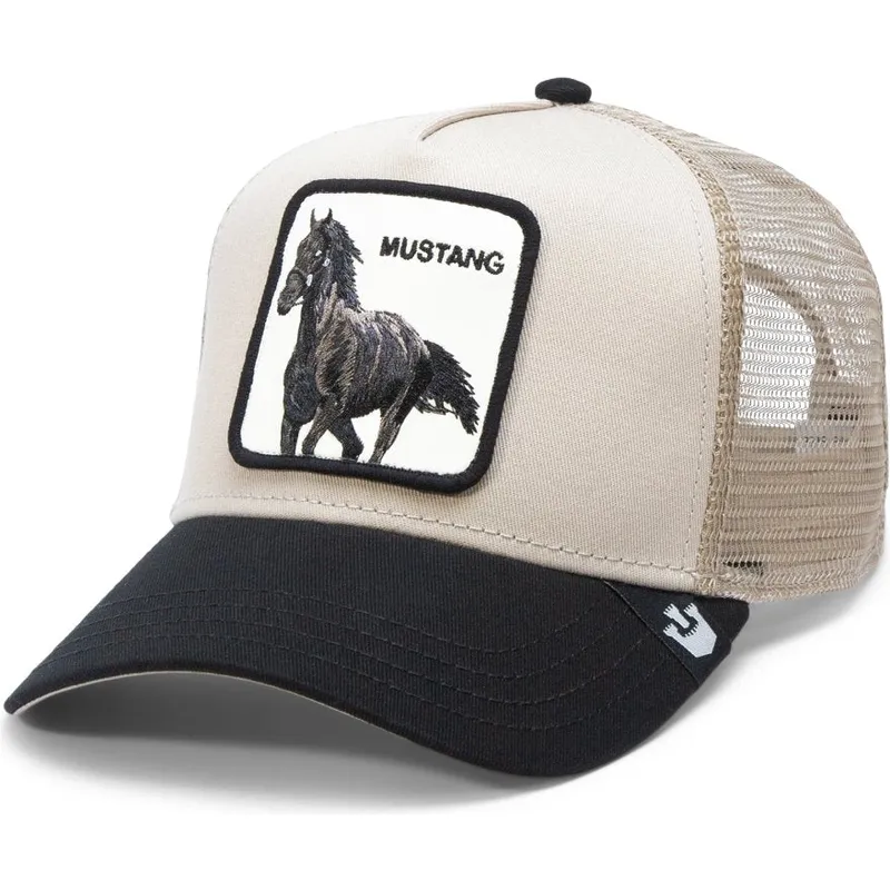 gorra-trucker-beige-e-nera-cavallo-the-mustang-the-farm-di-goorin-bros