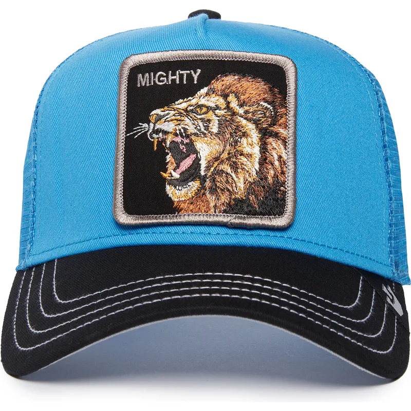 cappellino-trucker-blu-e-nero-leone-mighty-lion-fan-the-farm-di-goorin-bros