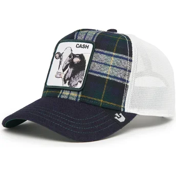 Casquette trucker bleue marine et blanche vache Cash Moon Cow UK Plaid The Farm Goorin Bros.