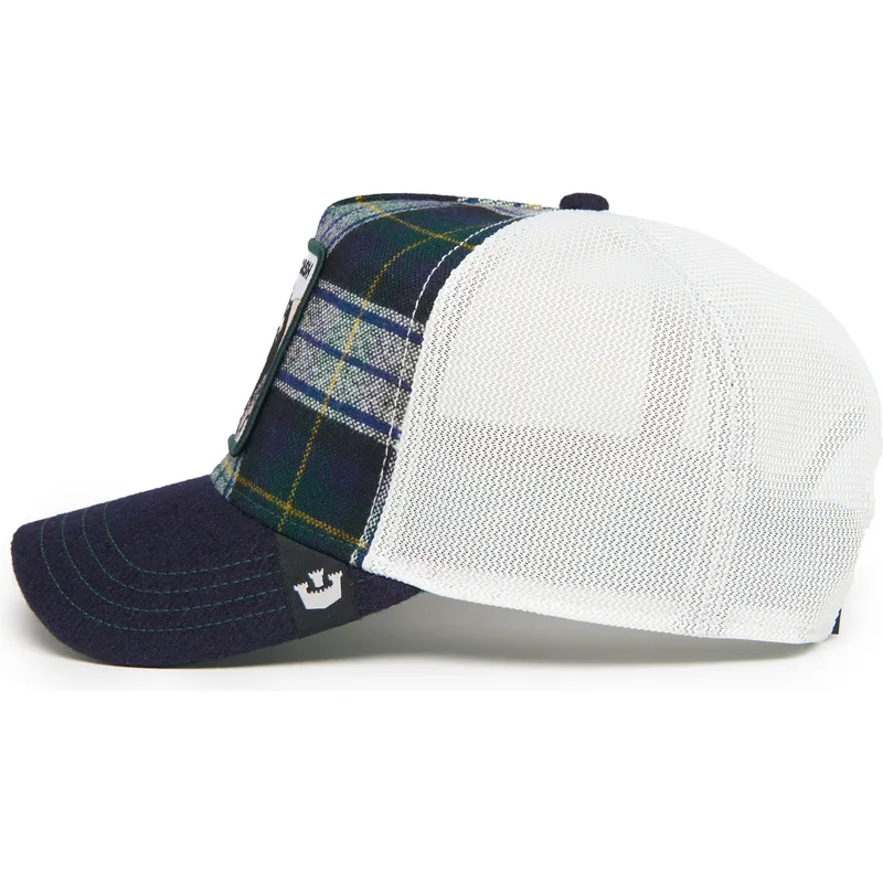 trucker-kasket-marinebla-og-hvid-ko-cash-moon-cow-uk-plaid-the-farm-fra-goorin-bros