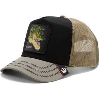 gorra-trucker-nera-e-verde-coccodrillo-gator-tri-tone-the-farm-di-goorin-bros