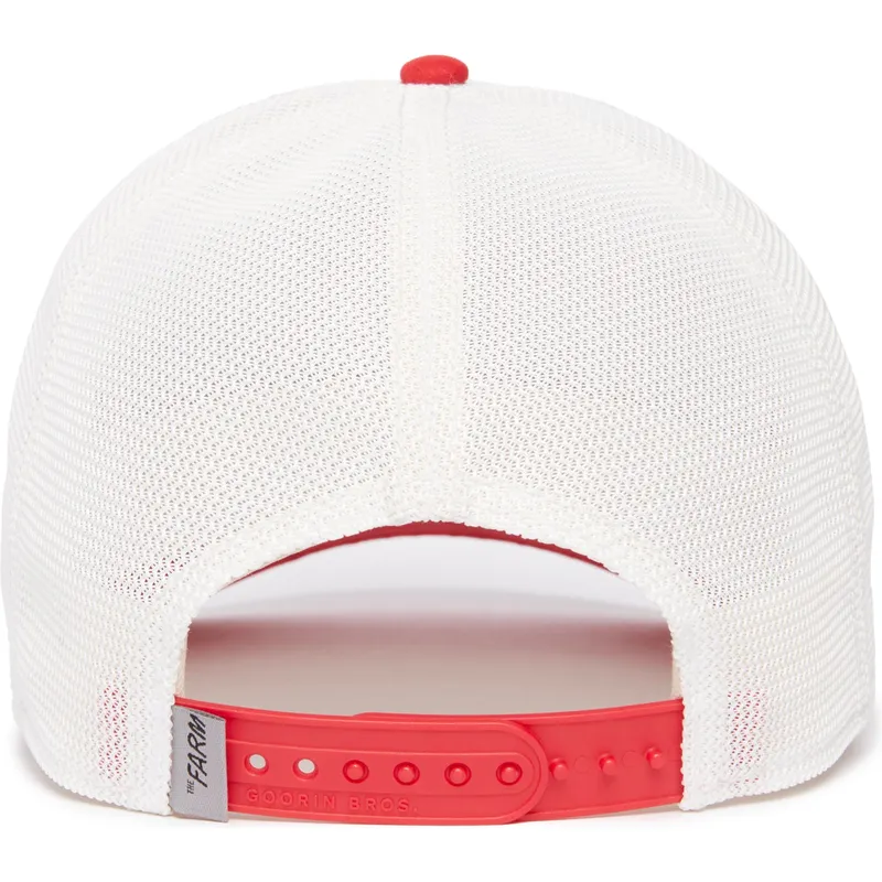 cappellino-trucker-bianco-e-rosso-cane-dobermann-beware-the-suede-doberman-the-farm-di-goorin-bros