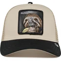 cappello-trucker-beige-e-nero-pigrone-the-faded-sloth-eco-brutalism-the-farm-di-goorin-bros
