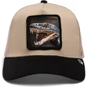 trucker-cap-beige-und-schwarz-schlange-the-vicious-snake-eco-brutalism-the-farm-von-goorin-bros