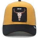 cappellino-trucker-giallo-e-nero-bue-the-dead-skull-eco-brutalism-the-farm-di-goorin-bros