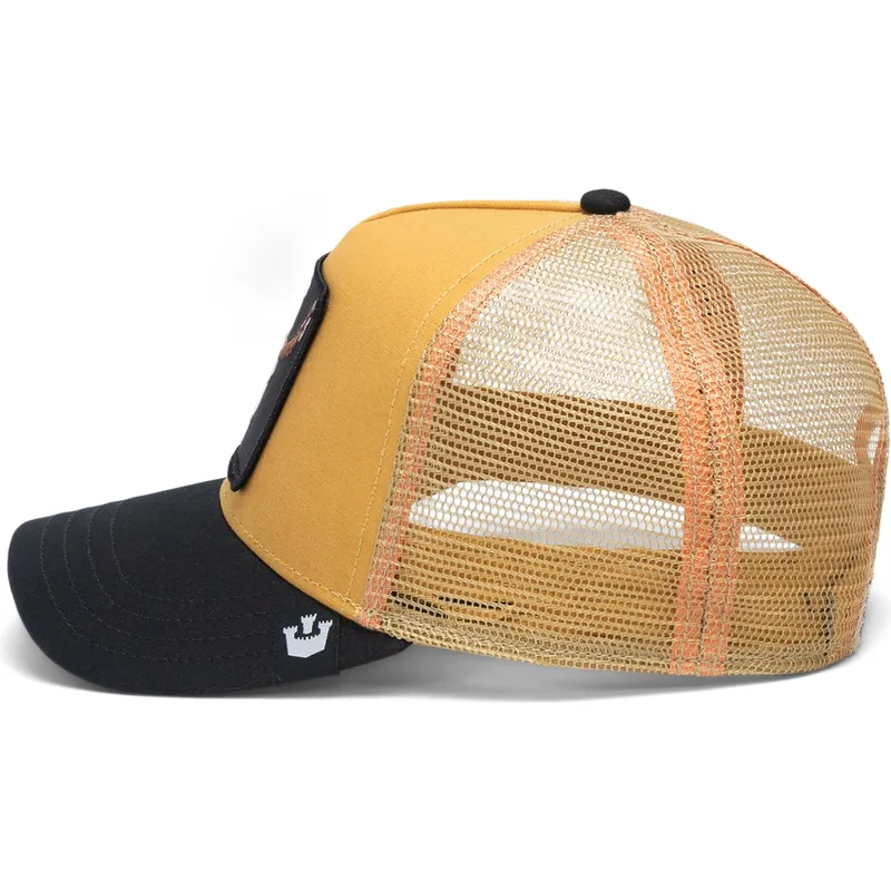 cappellino-trucker-giallo-e-nero-bue-the-dead-skull-eco-brutalism-the-farm-di-goorin-bros