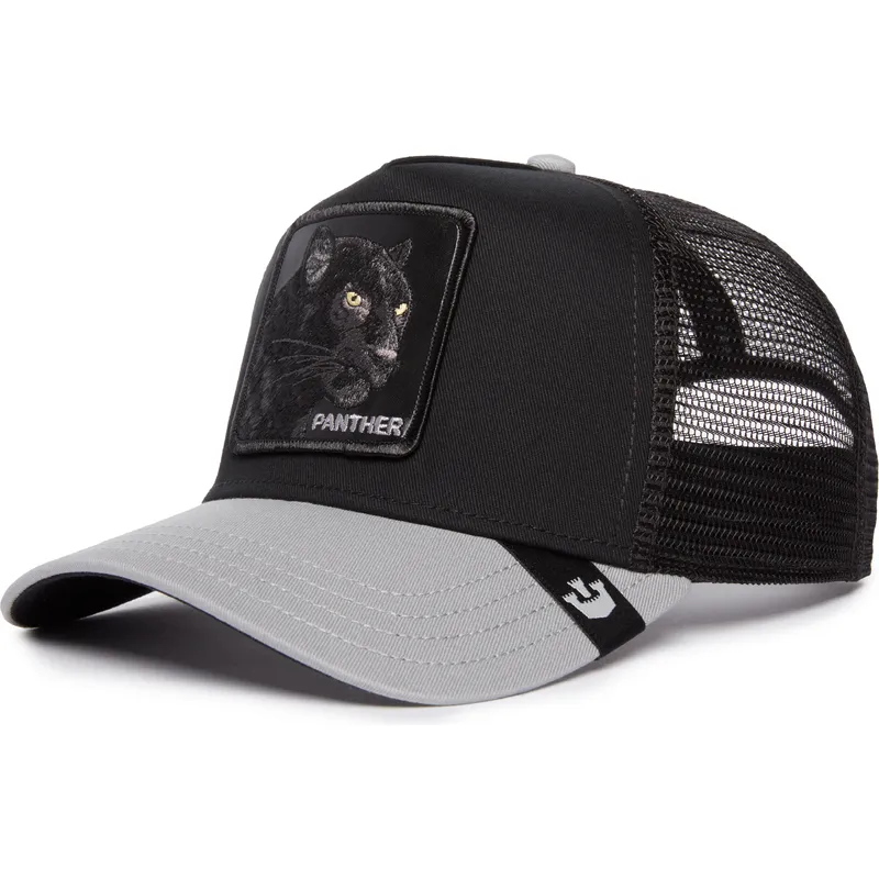 trucker-cap-schwarz-und-grau-panther-the-black-panther-big-cats-the-farm-von-goorin-bros