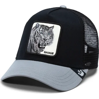 Casquette trucker noire et grise tigre The Savage Tiger Big Cats The Farm Goorin Bros.