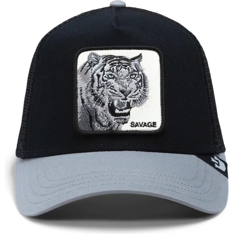trucker-cap-schwarz-und-grau-tiger-the-savage-tiger-big-cats-the-farm-von-goorin-bros