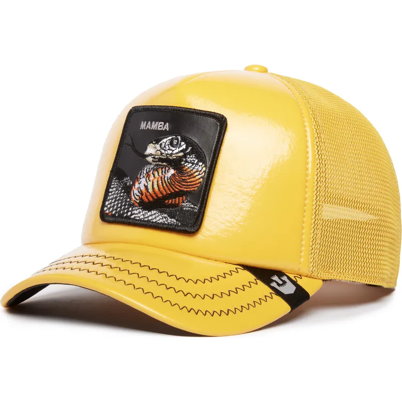 cappellino-trucker-giallo-serpente-mamba-mentality-puff-patent-the-farm-di-goorin-bros