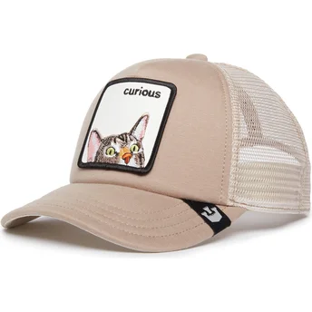 Casquette trucker beige pour enfant chat Curious...