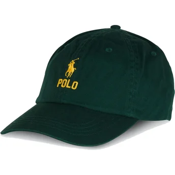 Gorra curva verde ajustable con logo amarillo Classic Sport de Polo Ralph Lauren