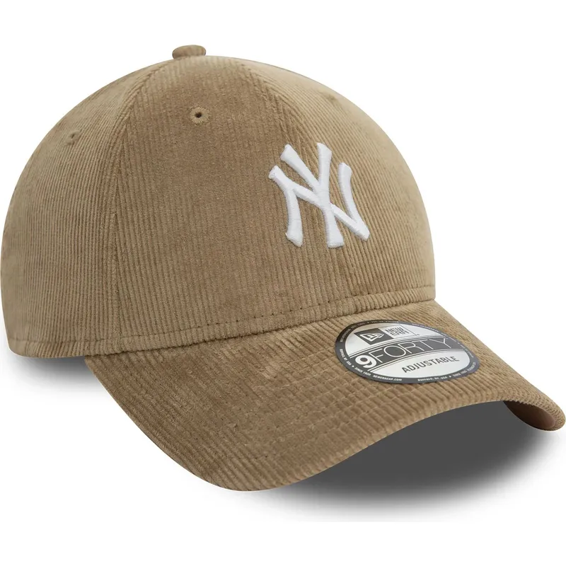 cappellino-con-visiera-curva-beige-regolabile-9forty-cord-di-new-york-yankees-mlb-di-new-era