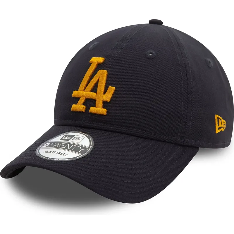 cappellino-visiera-curva-blu-marino-regolabile-con-logo-giallo-9twenty-league-essential-di-los-angeles-dodgers-mlb-di-new-era