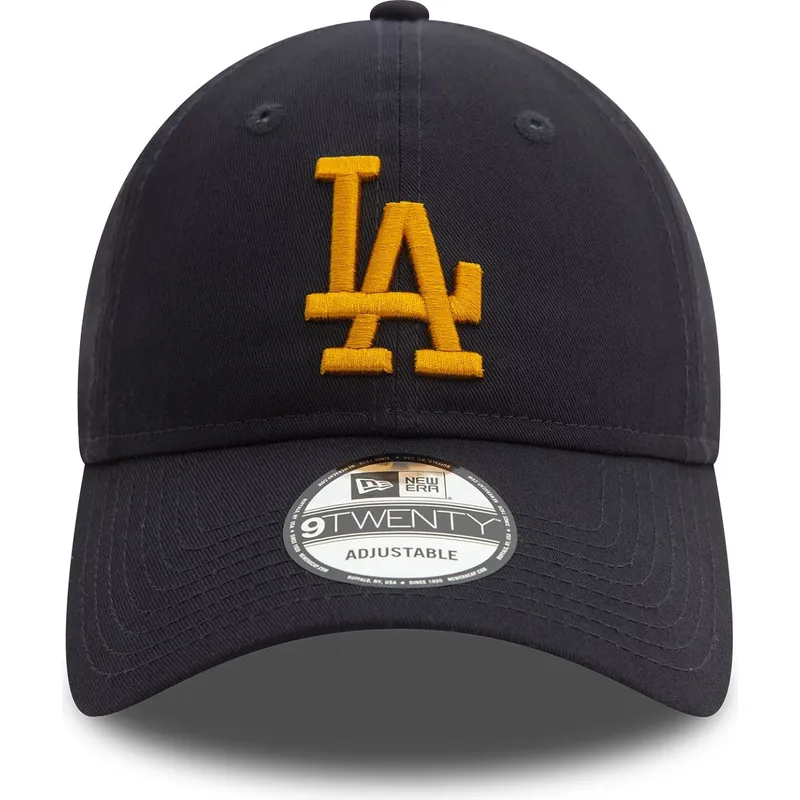 cappellino-visiera-curva-blu-marino-regolabile-con-logo-giallo-9twenty-league-essential-di-los-angeles-dodgers-mlb-di-new-era