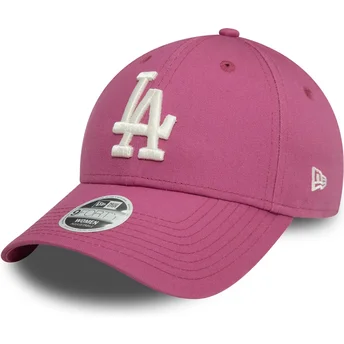 New Era Curved Brim Women 9FORTY League Essential Los Angeles Dodgers MLB Pink Adjustable Cap