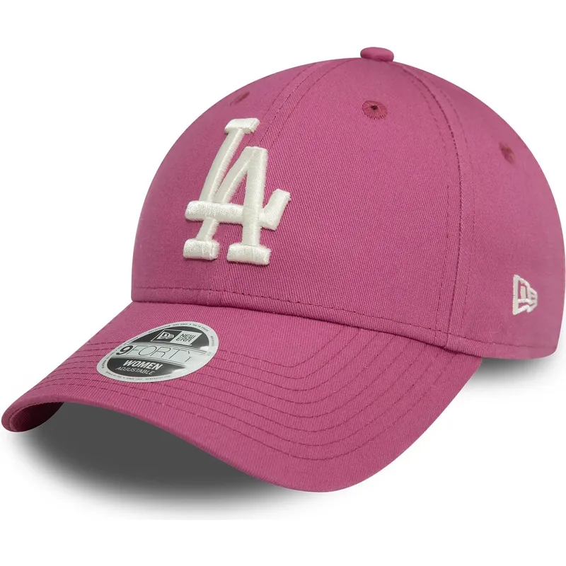 mutzen-gebogen-rosa-verstellbares-band-9forty-league-essential-der-los-angeles-dodgers-mlb-von-new-era