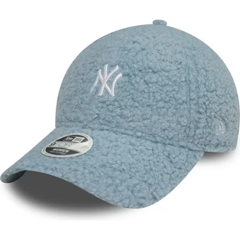 Gorra curva azul claro ajustable para mujer 9FORTY Borg de New York Yankees MLB de New Era