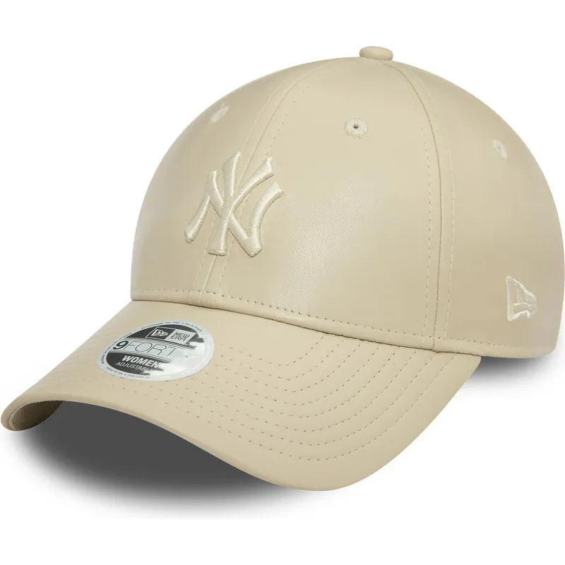 cappellino-beige-regolabile-da-donna-con-visiera-curva-e-logo-beige-9forty-midi-pu-dei-new-york-yankees-mlb-di-new-era