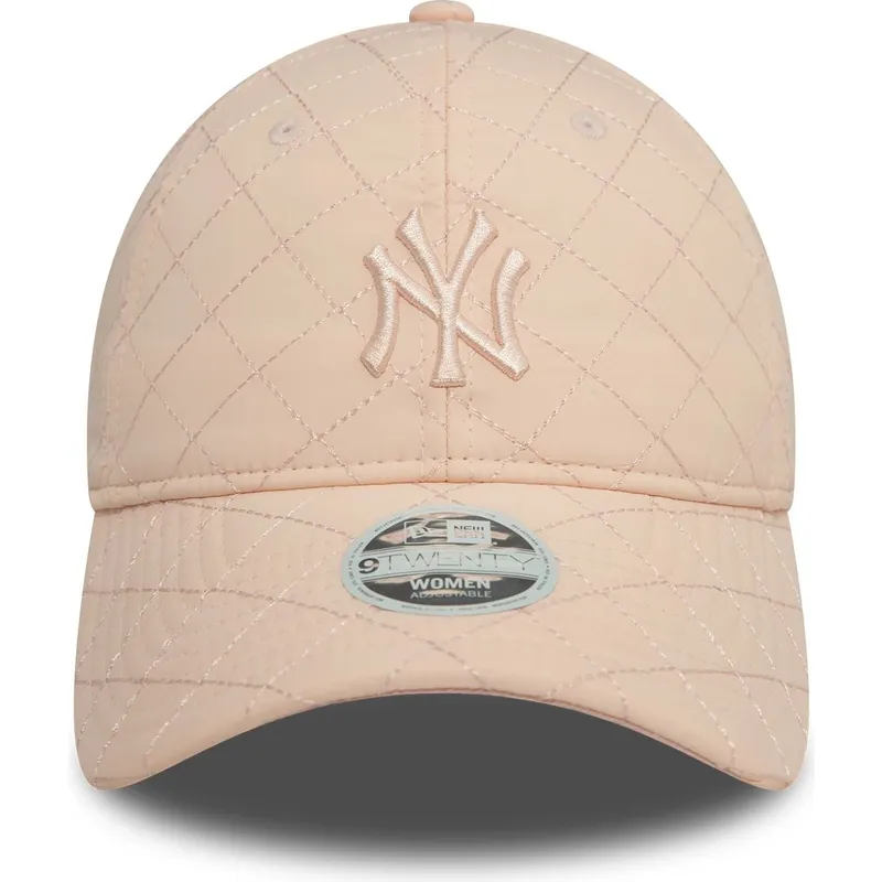 lyserod-justerbar-buet-kasket-til-kvinder-9twenty-padded-fra-new-york-yankees-mlb-fra-new-era