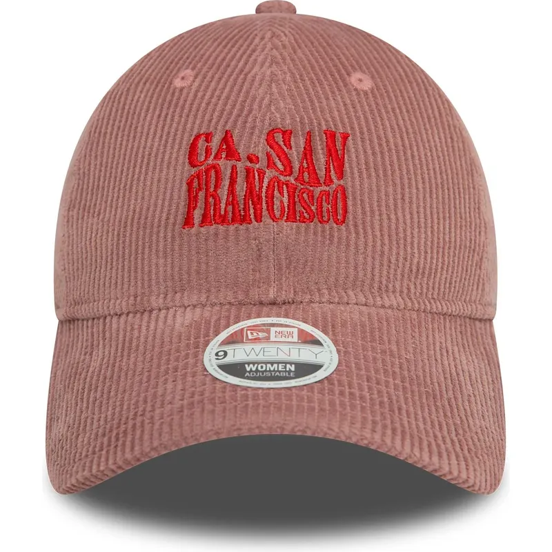 rozowa-zakrzywiona-regulowana-czapka-damska-9twenty-cord-san-francisco-miasta-i-plaze-kalifornia-od-new-era