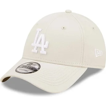 Cappellino curvo beige regolabile 9FORTY League Essential dei Los Angeles Dodgers MLB di New Era