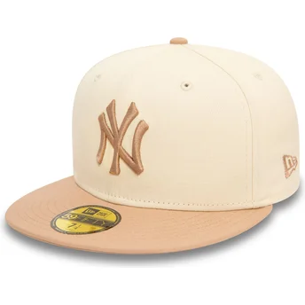 Casquette plate beige et marron ajustée 59FIFTY Side Patch New York Yankees MLB New Era