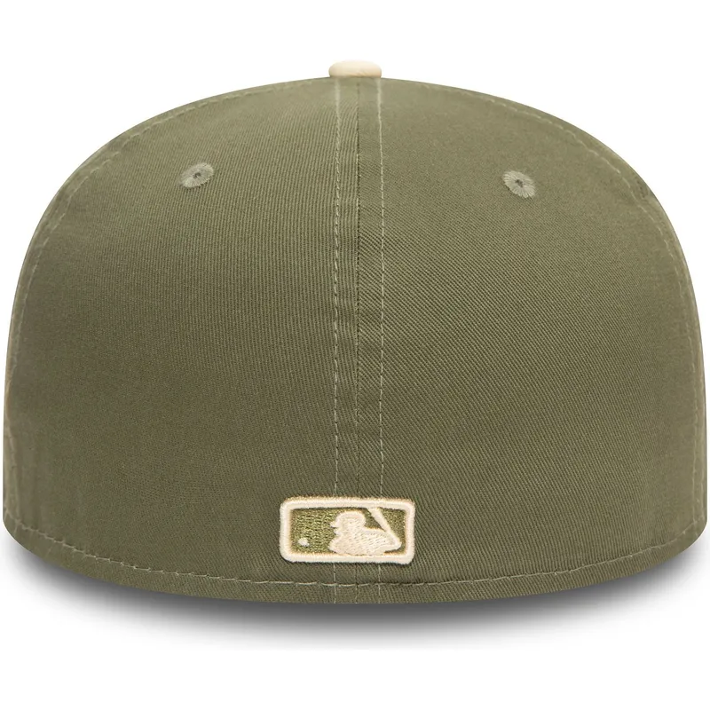 cappellino-piatto-verde-e-beige-chiuso-59fifty-side-patch-dei-los-angeles-dodgers-mlb-di-new-era