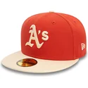mutzen-flach-orange-angepasst-59fifty-side-patch-der-oakland-athletics-mlb-von-new-era