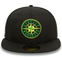cappello-piatto-nero-aderente-59fifty-coop-dei-seattle-mariners-mlb-di-new-era