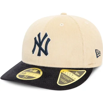 Casquette courbée beige et bleue marine ajustée 59FIFTY Low Profile Cord New York Yankees MLB New Era