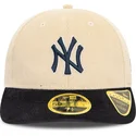 cappellino-curvo-beige-e-blu-navy-aderente-59fifty-low-profile-cord-dei-new-york-yankees-mlb-di-new-era