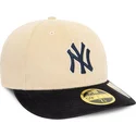 cappellino-curvo-beige-e-blu-navy-aderente-59fifty-low-profile-cord-dei-new-york-yankees-mlb-di-new-era